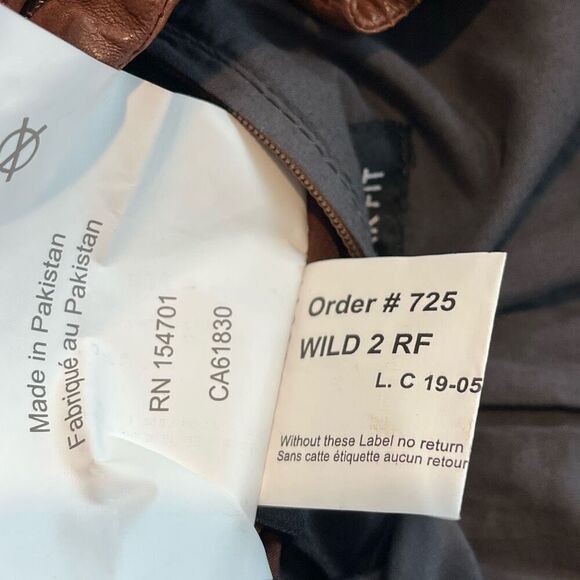 Mauritius Cognac Brown Leather Fayola RF Full Zip Moto Jacket Women's Size 6 - Picture 9 of 9